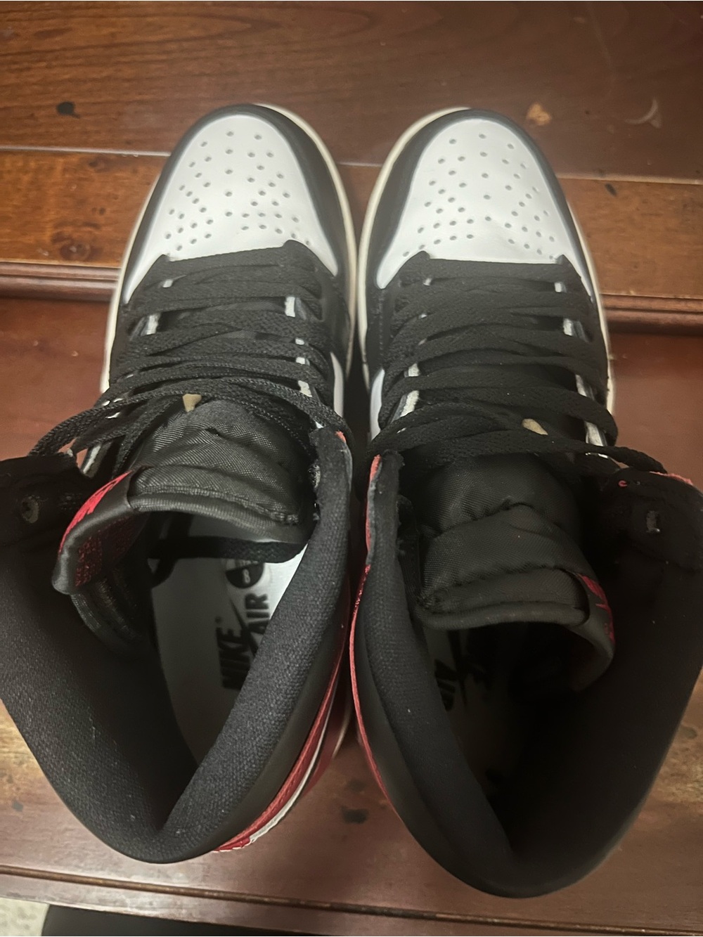 Jordan 1 black top reimagined size 8- Black White Red - Picture 8 of 9